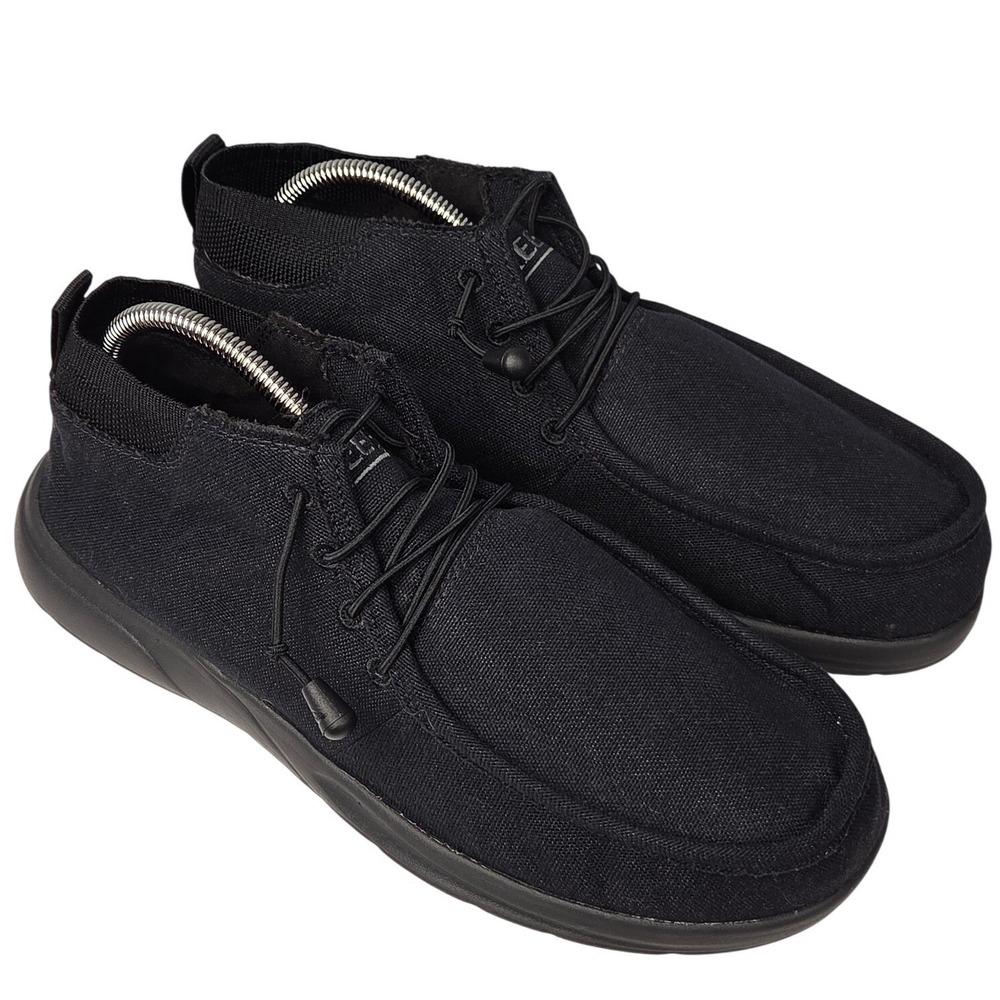 Reef Cushion Coast Mid Shoes Men 11 Black Canvas Casual Comfort Slip On Sneakers